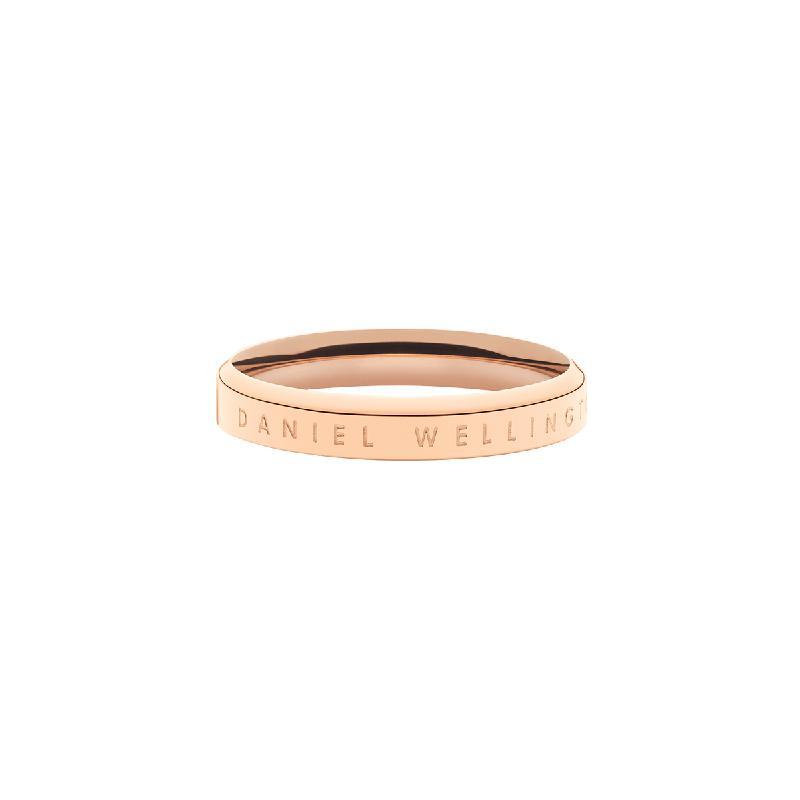 Elegant rose gold Daniel Wellington Classic Ring crafted from polished stainless steel with engraved logo detail.