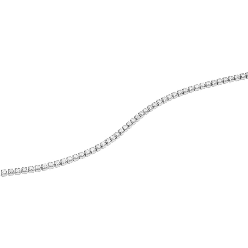 Daniel Wellington silver tennis bracelet featuring a shimmering row of individually set crystals on durable stainless steel.