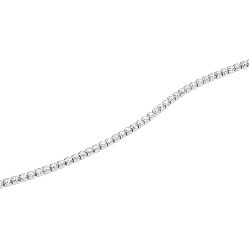 Daniel Wellington silver tennis necklace featuring shimmering crystals set in durable 316L stainless steel.