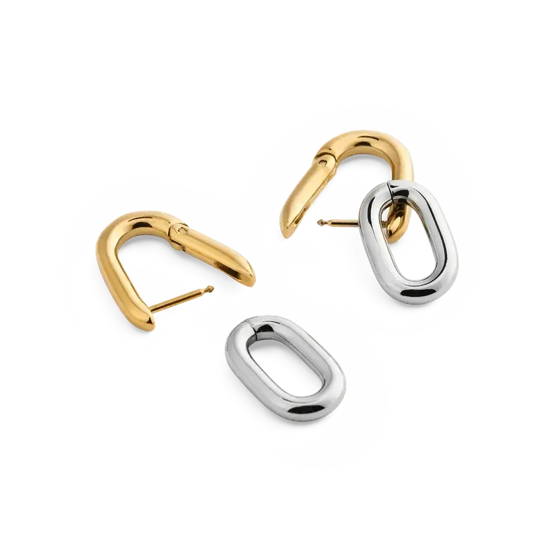 Daniel Wellington Contrast Link Earrings Two Tone Gold