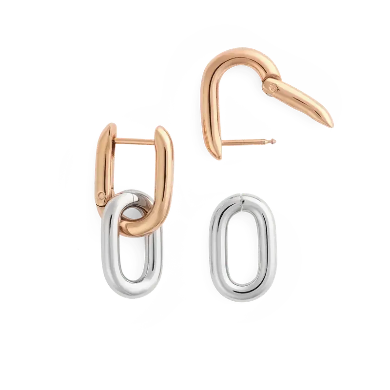 Daniel Wellington Contrast Link Earrings Two Tone Rose Gold