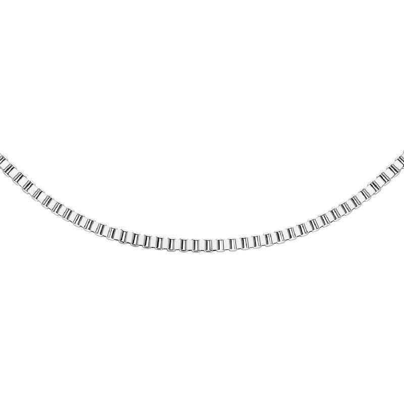Daniel Wellington Elan silver box chain necklace crafted from polished 316L stainless steel for a sleek, modern look.