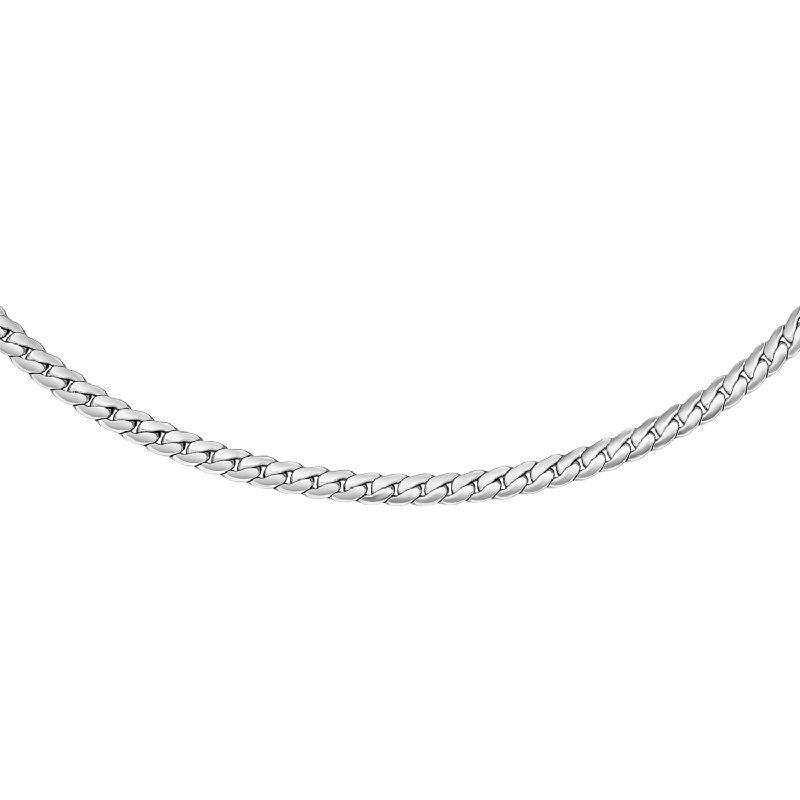 Daniel Wellington Elan silver flat chain necklace crafted from polished 316L stainless steel for a sleek, modern look.