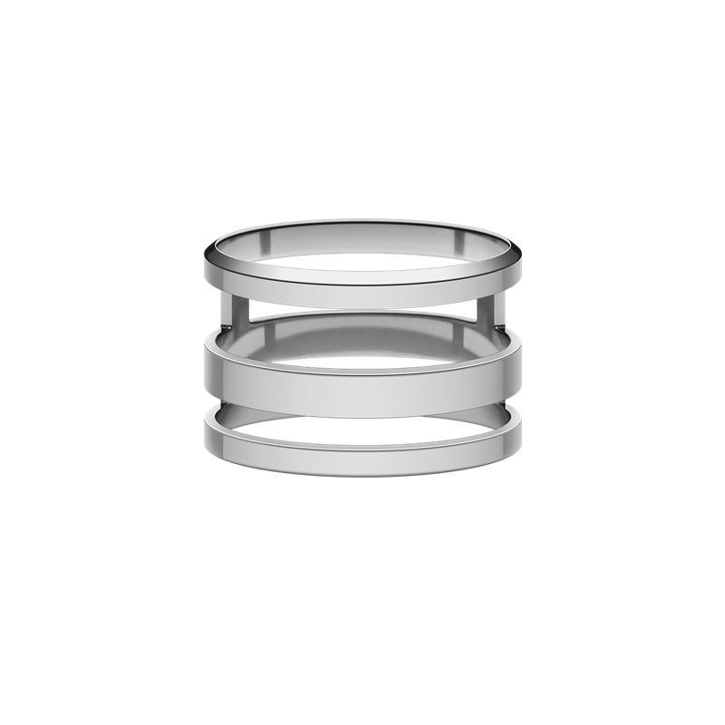 Daniel Wellington Elan Triad silver ring crafted from polished stainless steel with a modern, three-band statement design.