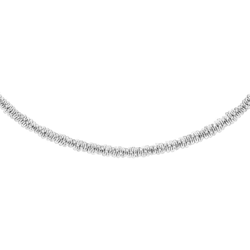 Daniel Wellington Elan twisted chain necklace in polished silver-tone stainless steel with a textured, elegant design.