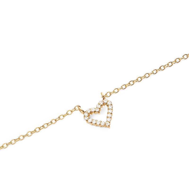 Daniel Wellington gold-plated heart necklace featuring sparkling white stones on a delicate, adjustable chain.