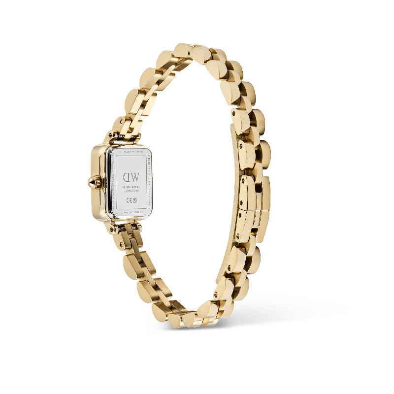 Daniel Wellington Elegant Quadro Mini Arch 3‑Link Emerald Sunray Gold Watch