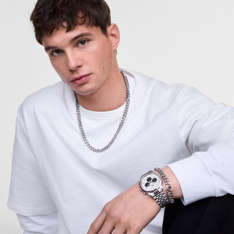 Daniel Wellington Ellipse Silver Cuban Chain Necklace