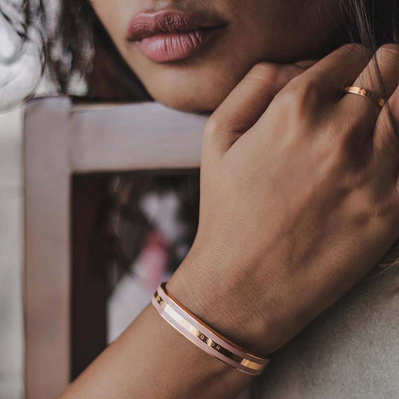Daniel Wellington Emalie Cuff Bangle Dusty Rose Rose Gold