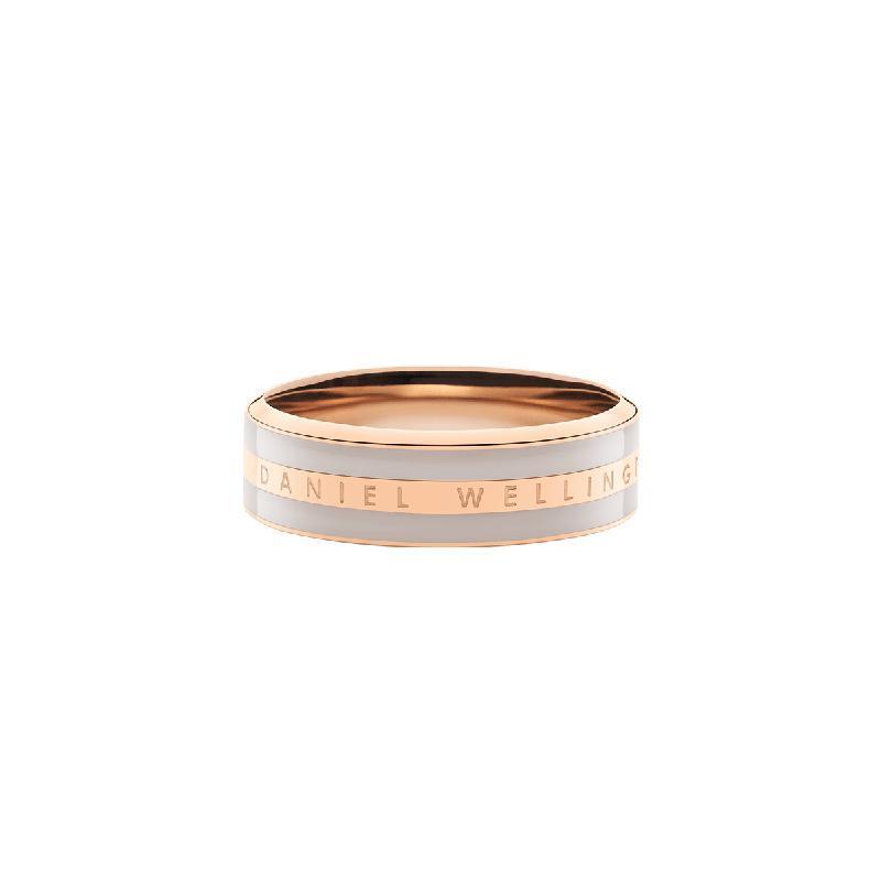 Daniel Wellington Emalie Ring in Desert Sand enamel and rose gold stainless steel with an engraved logo.