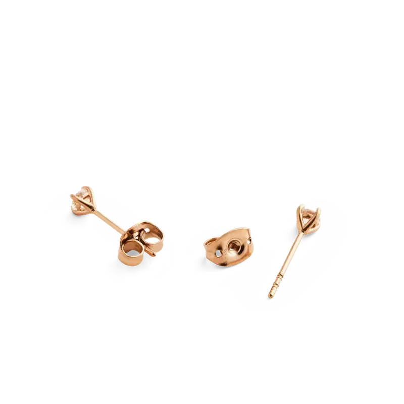 Elegant Daniel Wellington Mirelle solitaire stud earrings in polished rose gold with a sparkling white round stone.