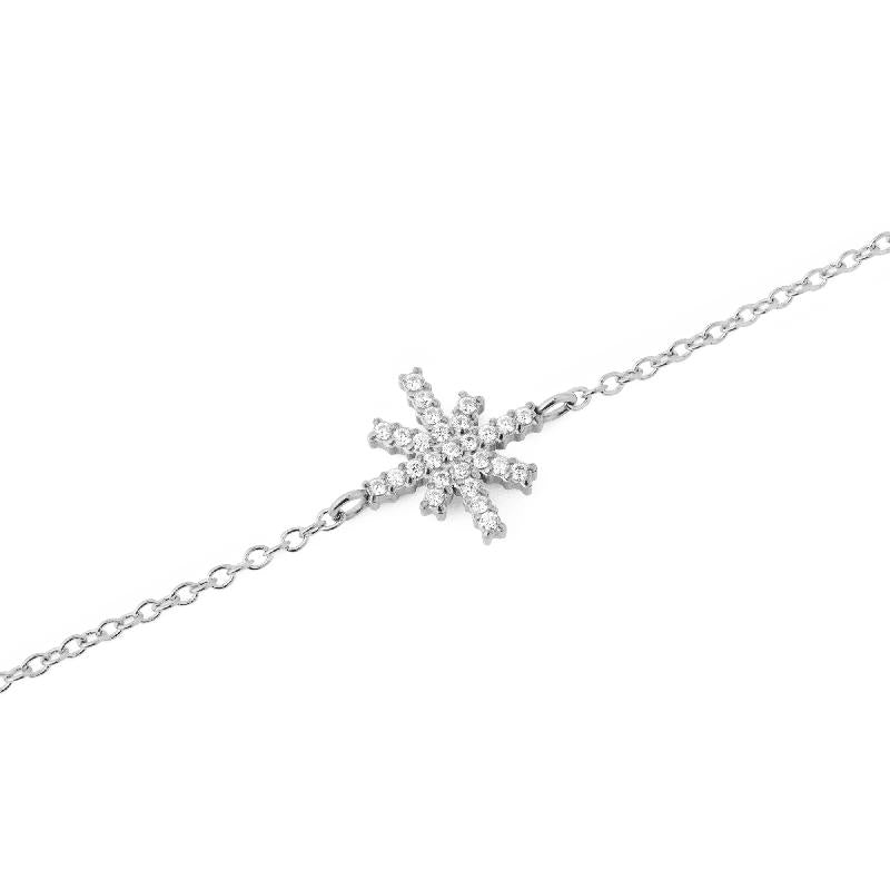 Daniel Wellington Mirelle silver bracelet featuring a delicate star charm with sparkling white cubic zirconia stones.