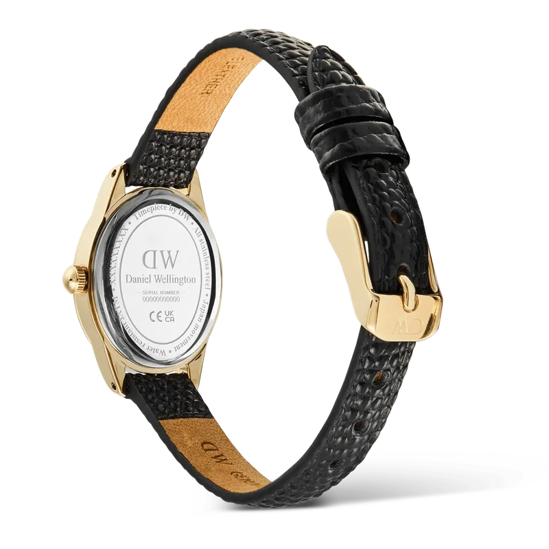 Daniel Wellington Ophelia Mini Black Lizard White Guilloché Gold Watch