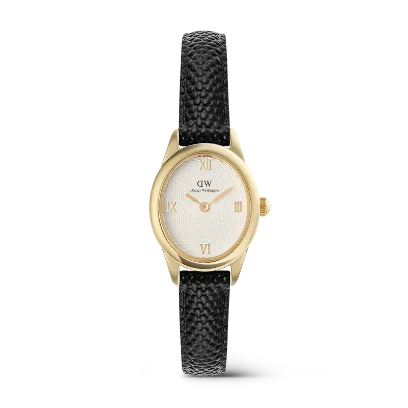 Daniel Wellington Ophelia Mini Black Lizard White Guilloché Gold Watch