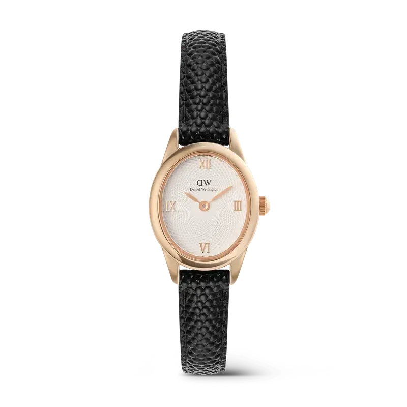 Daniel Wellington Ophelia Mini Black Lizard White Guilloché Rose Gold Watch
