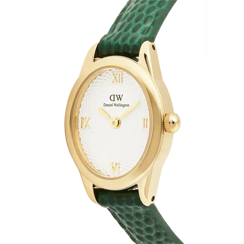 Daniel Wellington Ophelia Mini Green Lizard White Guilloché Gold Watch