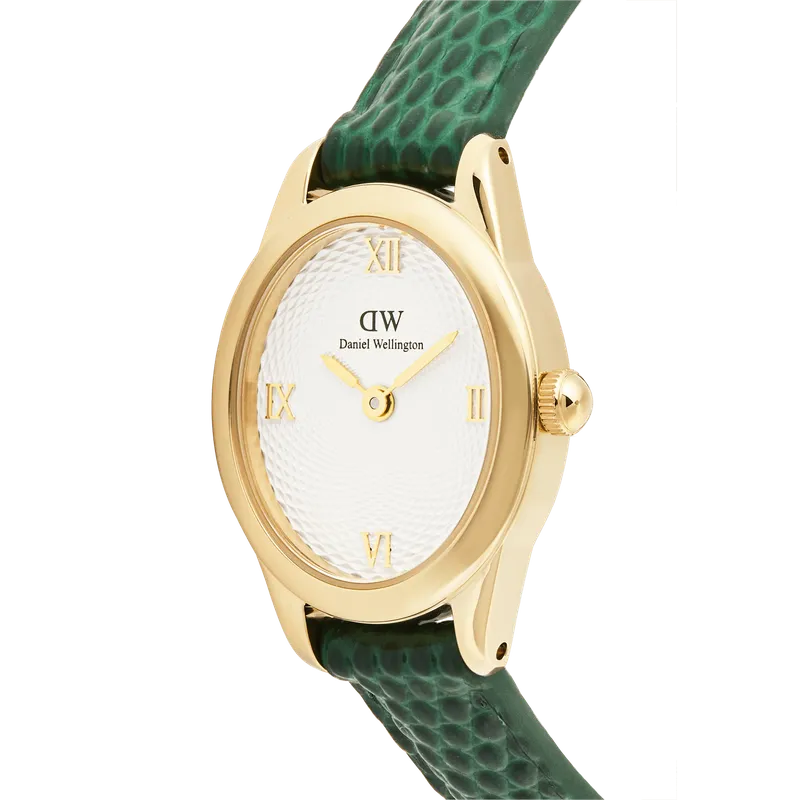 Daniel Wellington Ophelia Mini Green Lizard White Guilloché Gold Watch