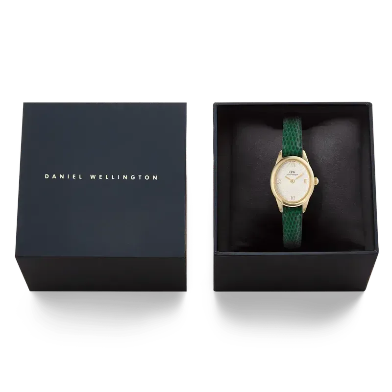 Daniel Wellington Ophelia Mini Green Lizard White Guilloché Gold Watch