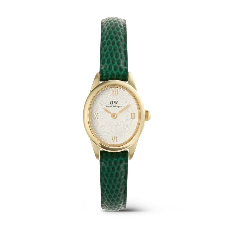 Daniel Wellington Ophelia Mini Green Lizard White Guilloché Gold Watch