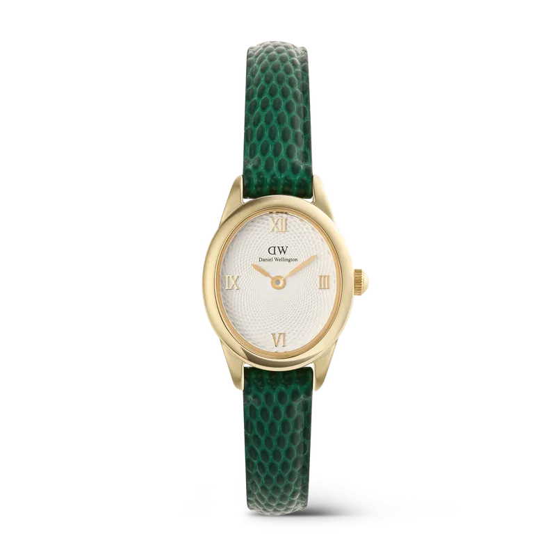 Daniel Wellington Ophelia Mini Green Lizard White Guilloché Gold Watch