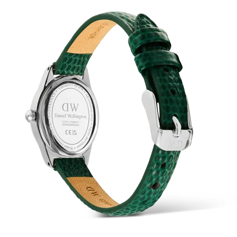 Daniel Wellington Ophelia Mini Green Lizard White Guilloché Silver Watch