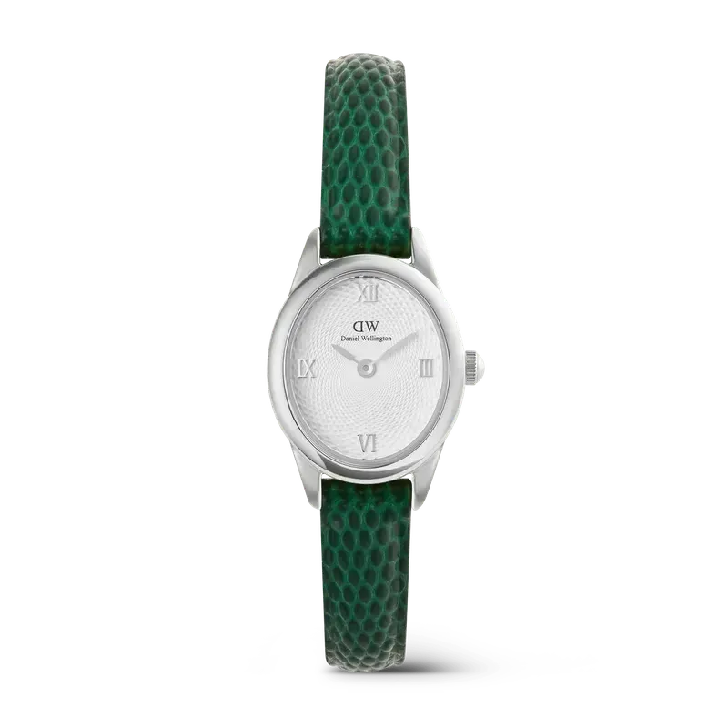 Daniel Wellington Ophelia Mini Green Lizard White Guilloché Silver Watch