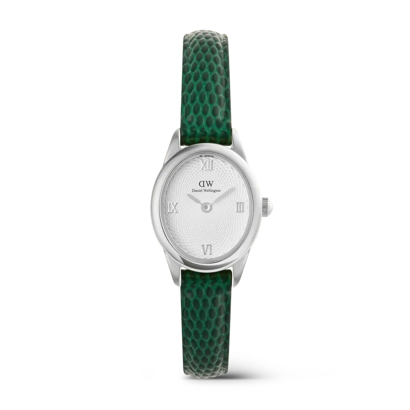 Daniel Wellington Ophelia Mini Green Lizard White Guilloché Silver Watch