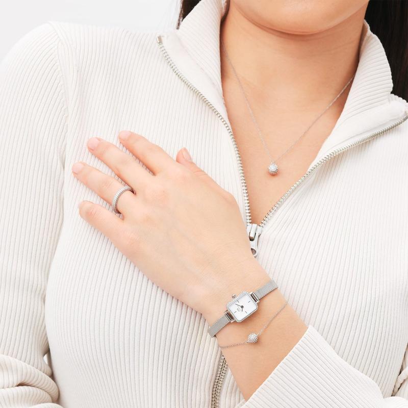 Daniel Wellington Pavé Crystal Pendant Necklace Silver