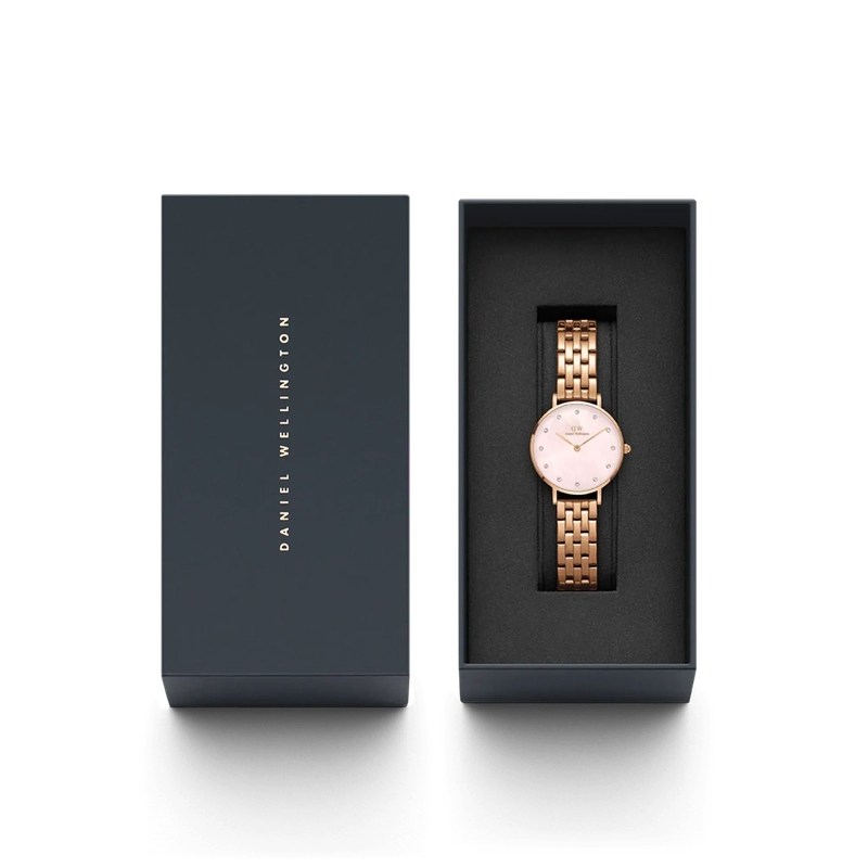 Daniel Wellington Petite Lumine 5-Link Pink Mother of Pearl Rose Gold 28mm Watch