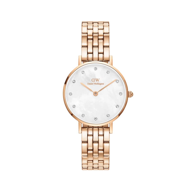 Daniel Wellington Petite Lumine 5-Link White Mother of Pearl Rose Gold 28mm Watch