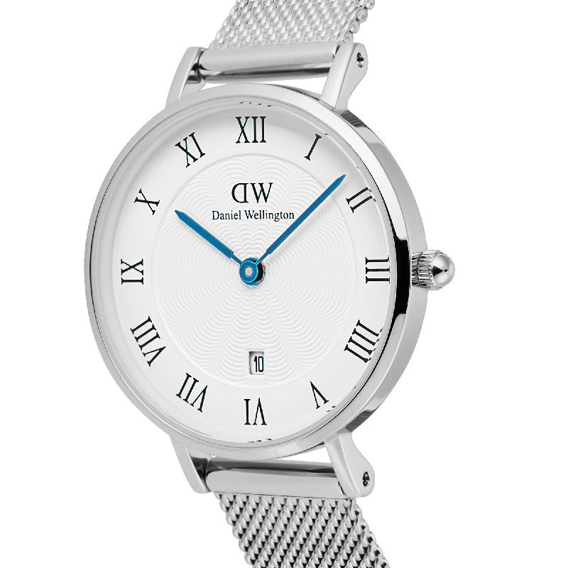 Daniel Wellington Petite Silver Roman Numerals Date Watch