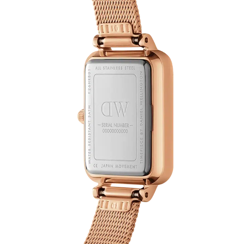 Daniel Wellington Quadro Lumine Pressed Melrose Rose Gold Watch 20x26mm