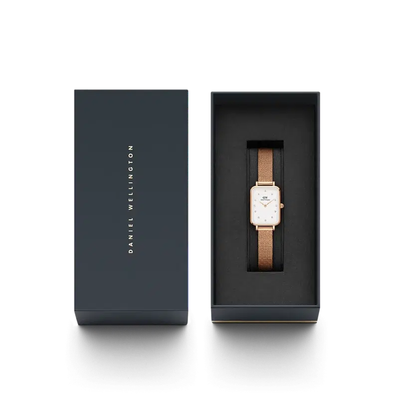 Daniel Wellington Quadro Lumine Pressed Melrose Rose Gold Watch 20x26mm