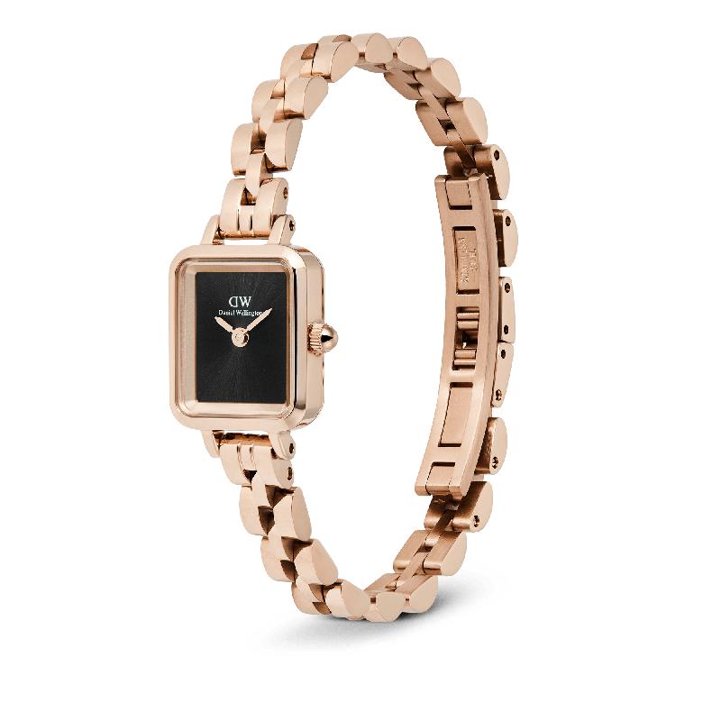Daniel Wellington Quadro Mini Arch 3-Link Onyx Sunray Rose Gold Watch
