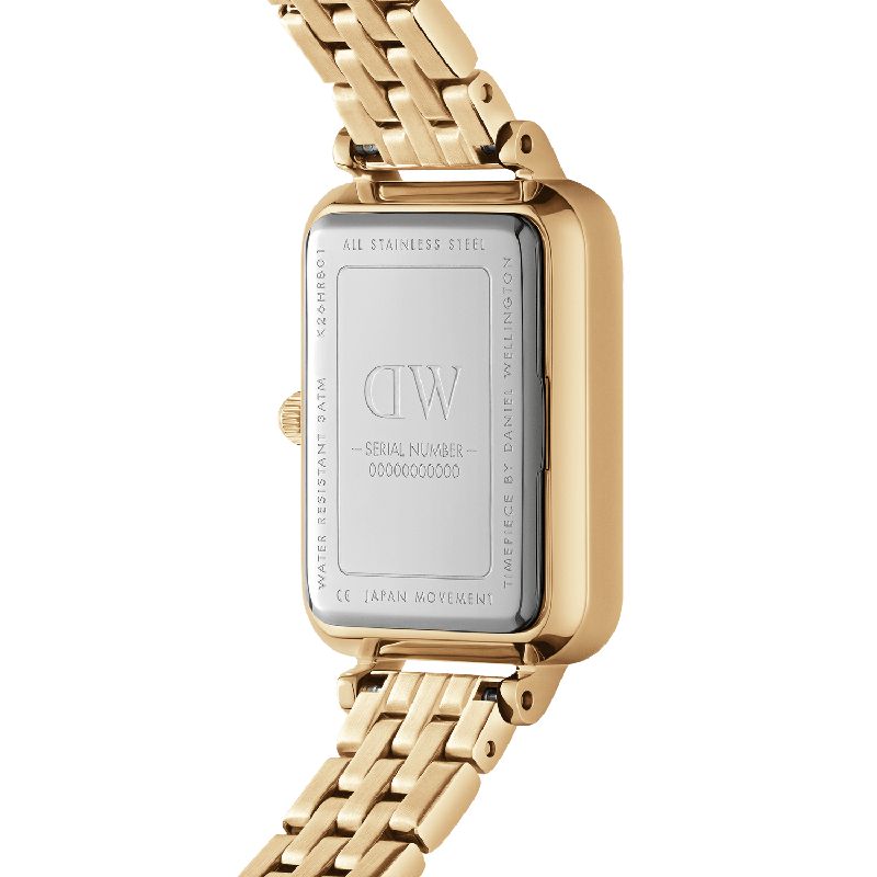 Daniel Wellington Quadro Roman Numerals 5-Link Gold 20x26mm Watch