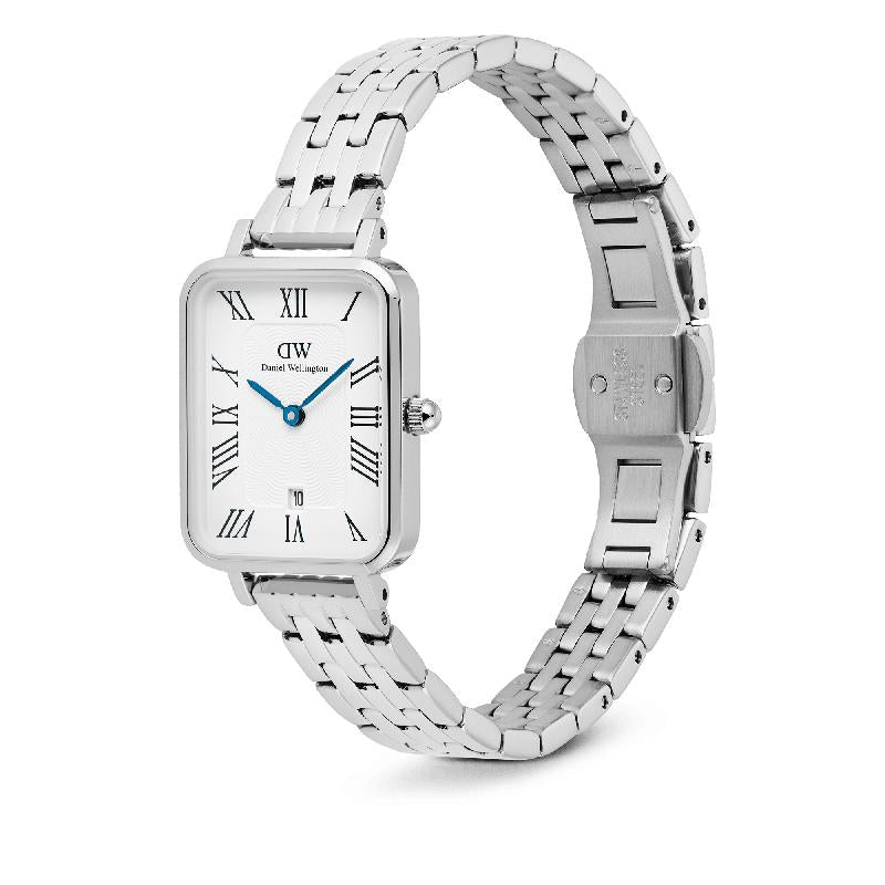 Daniel Wellington Quadro Roman Numerals Silver Mesh Watch