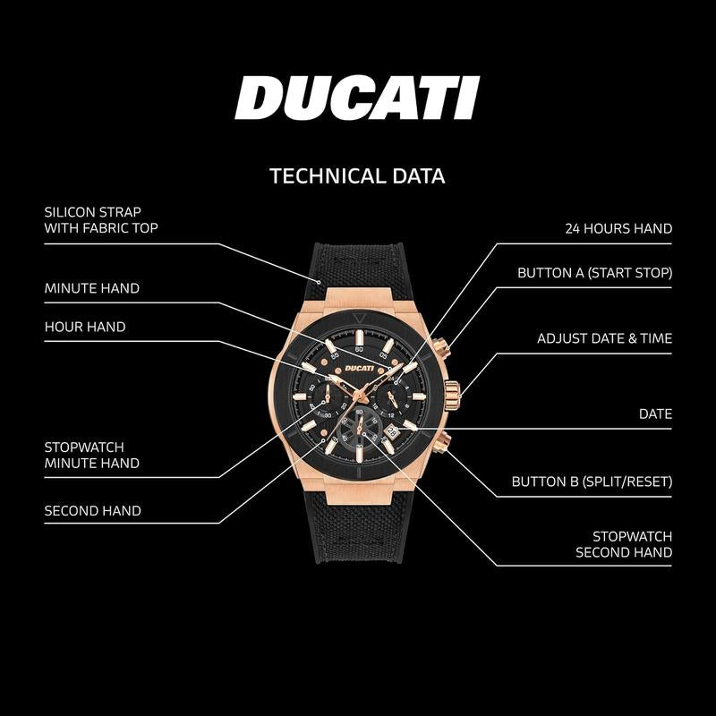 Ducati Black Dial Chronograph Men's Watch