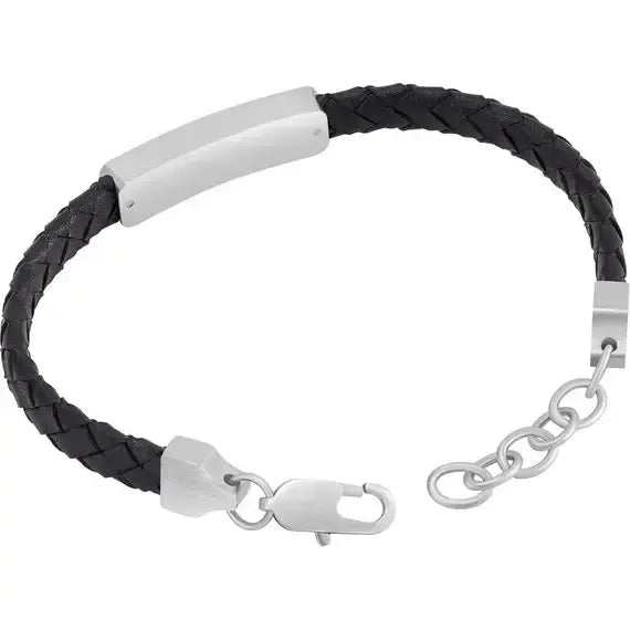 Ducati Tensione Men's Leather Stainless Steel Bracelet Black