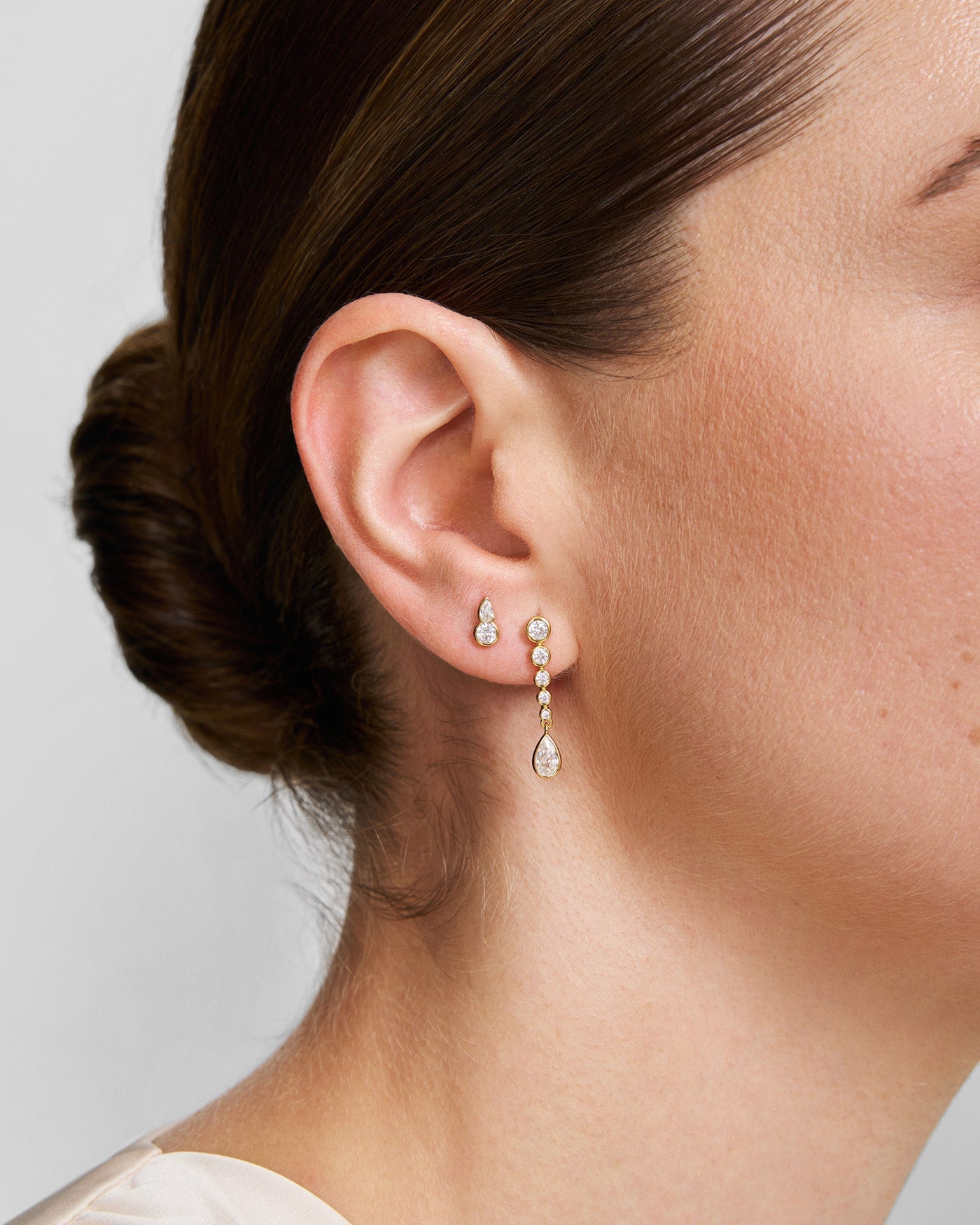 Ania Haie Wanderer Gold Bezel Round & Teardrop Stud Earrings E076-01G