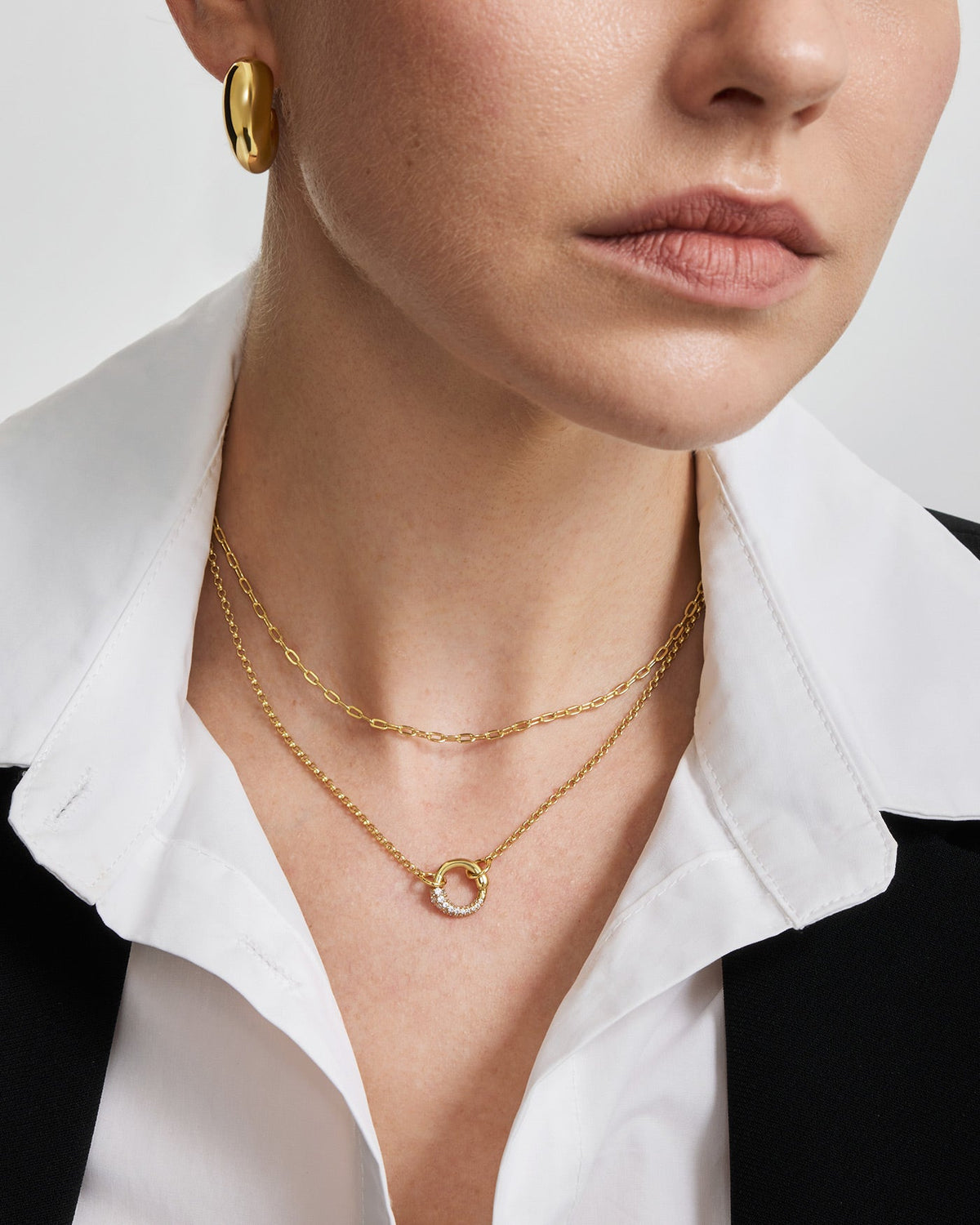 Ania Haie Gold Half Pavé & Polish Hoop Necklace