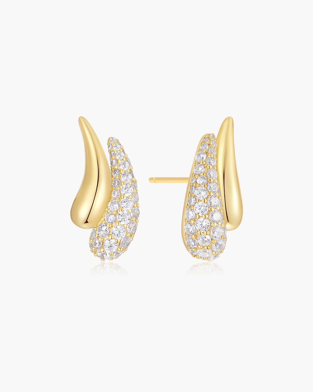 Ania Haie Gold Pavé & Polished Teardrop Duet Stud Earrings