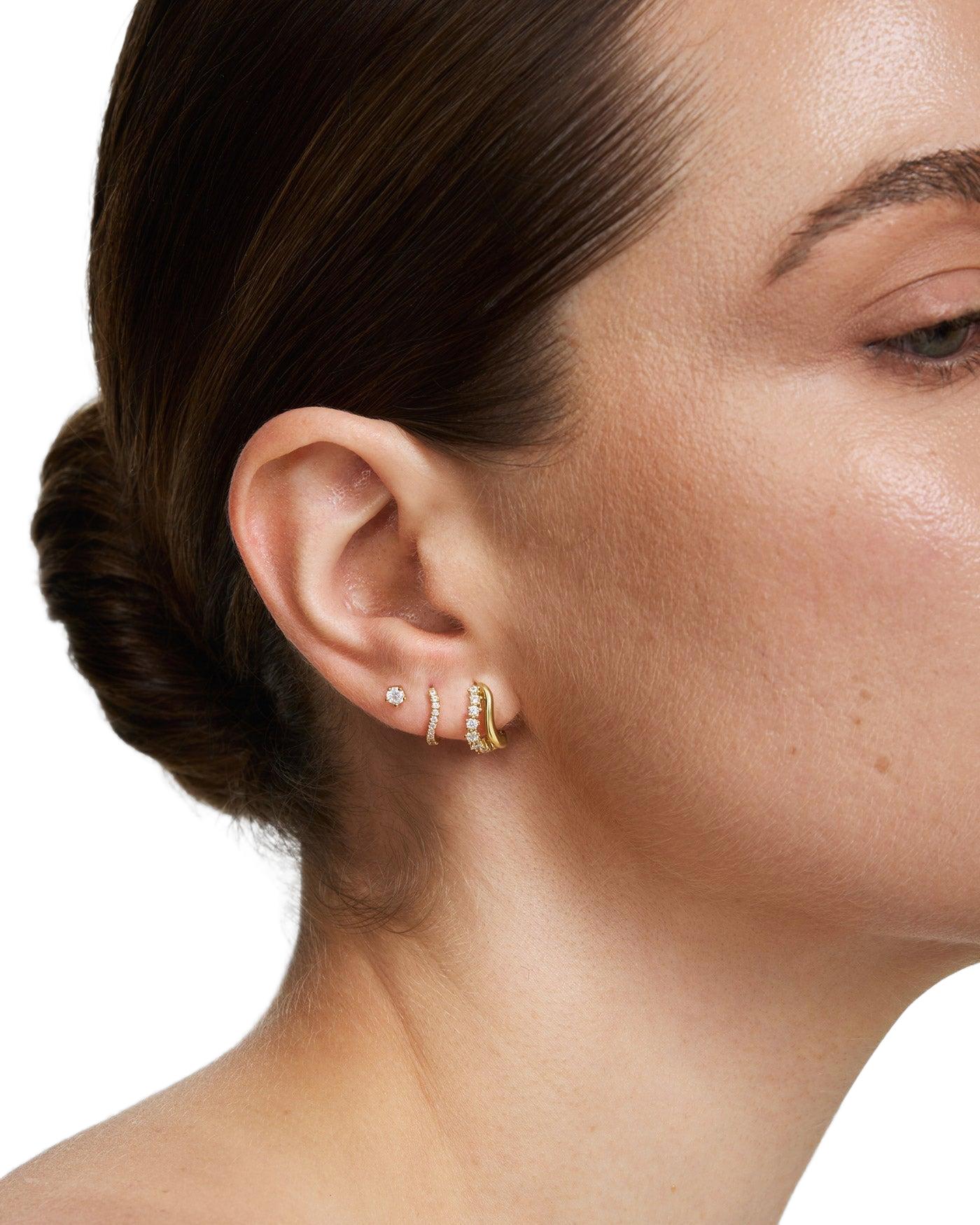 Ania Haie Gold Duet Wave Huggie Hoop Earrings