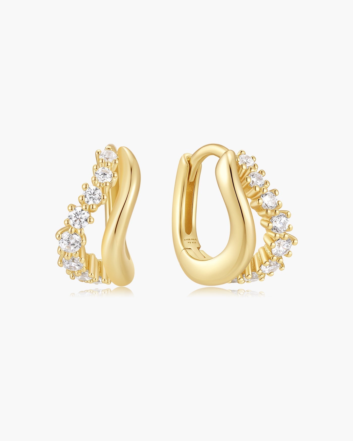 Ania Haie Gold Duet Wave Huggie Hoop Earrings