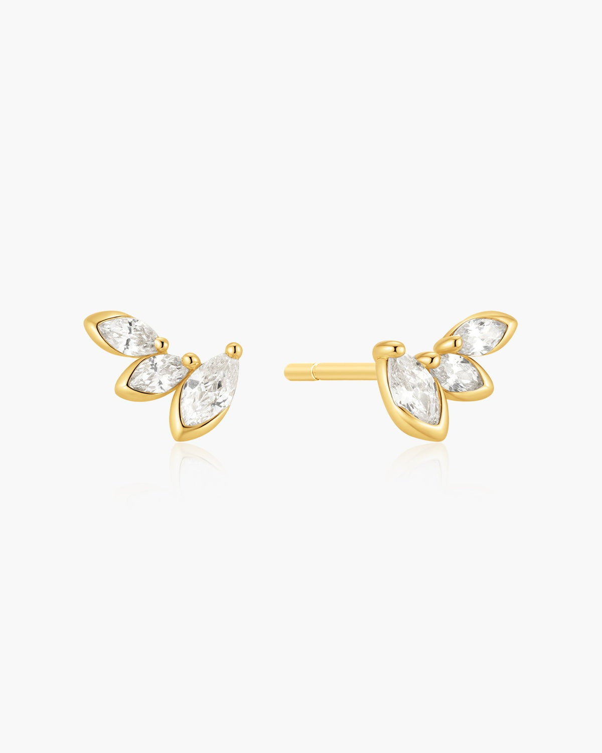 Ania Haie Gold Half-Bezel Triple Marquise Stud Earrings
