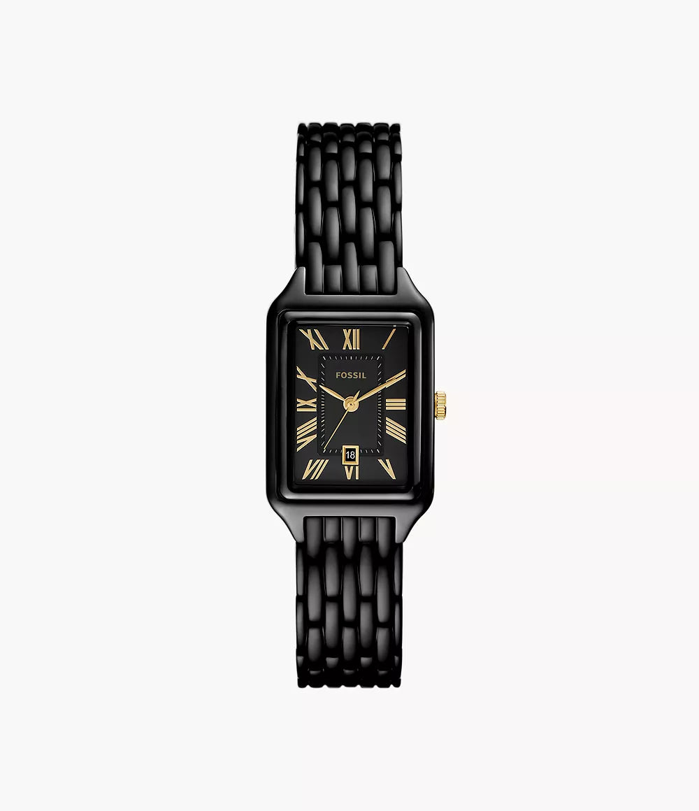 Fossil Raquel Three-Hand Date Black Stainless Steel Women's Watch