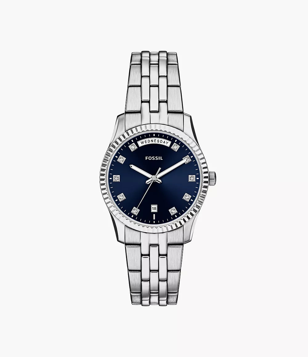 Fossil Scarlette Three-Hand Day-Date Stainless Steel Women's Watch