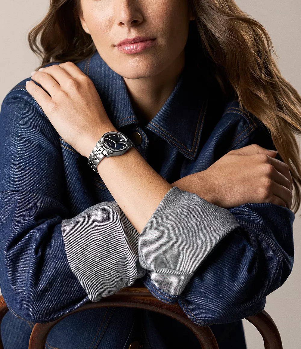 Fossil Scarlette Three-Hand Day-Date Stainless Steel Women's Watch