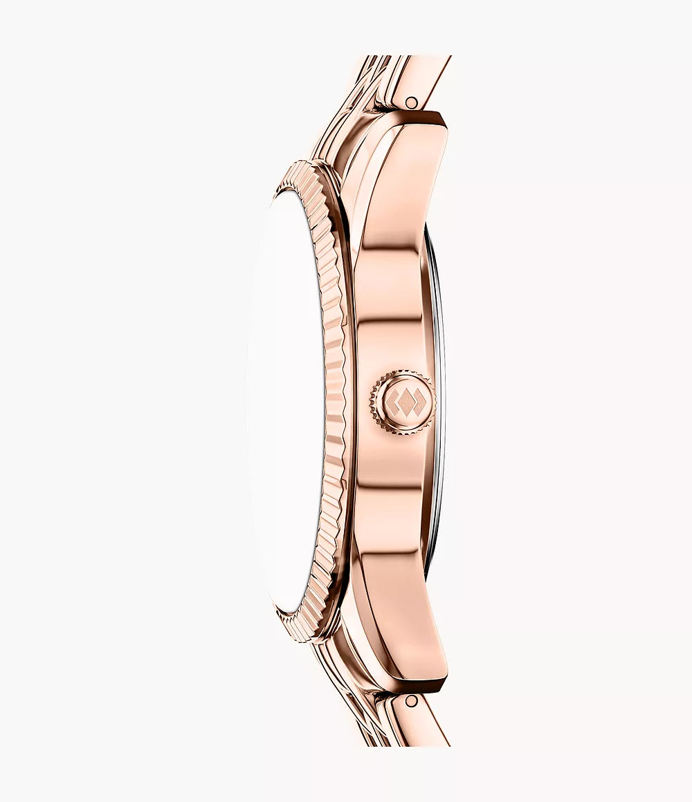 Fossil Scarlette Three-Hand Day-Date Rose Gold-Tone Stainless Steel Women's Watch