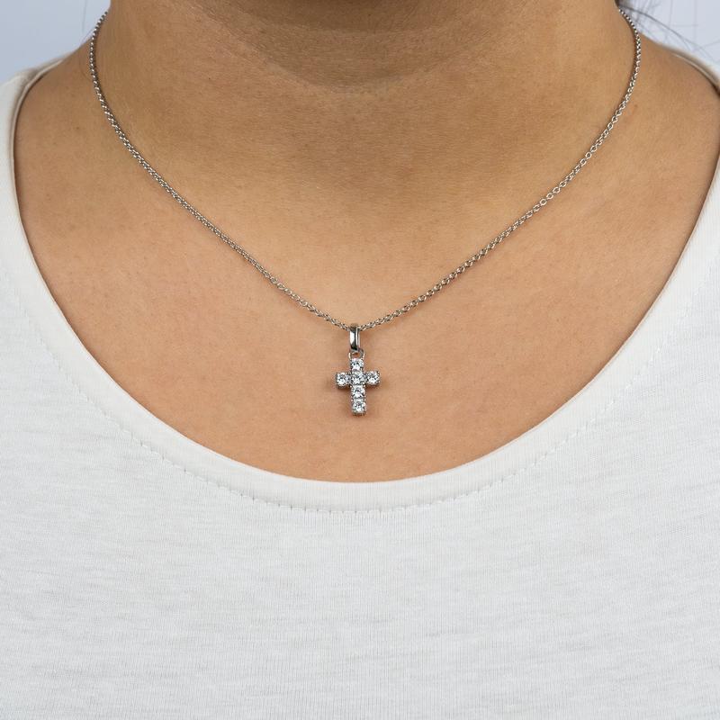 Engelsrufer 925 Silver Cross Necklace with Sparkling Zirconia