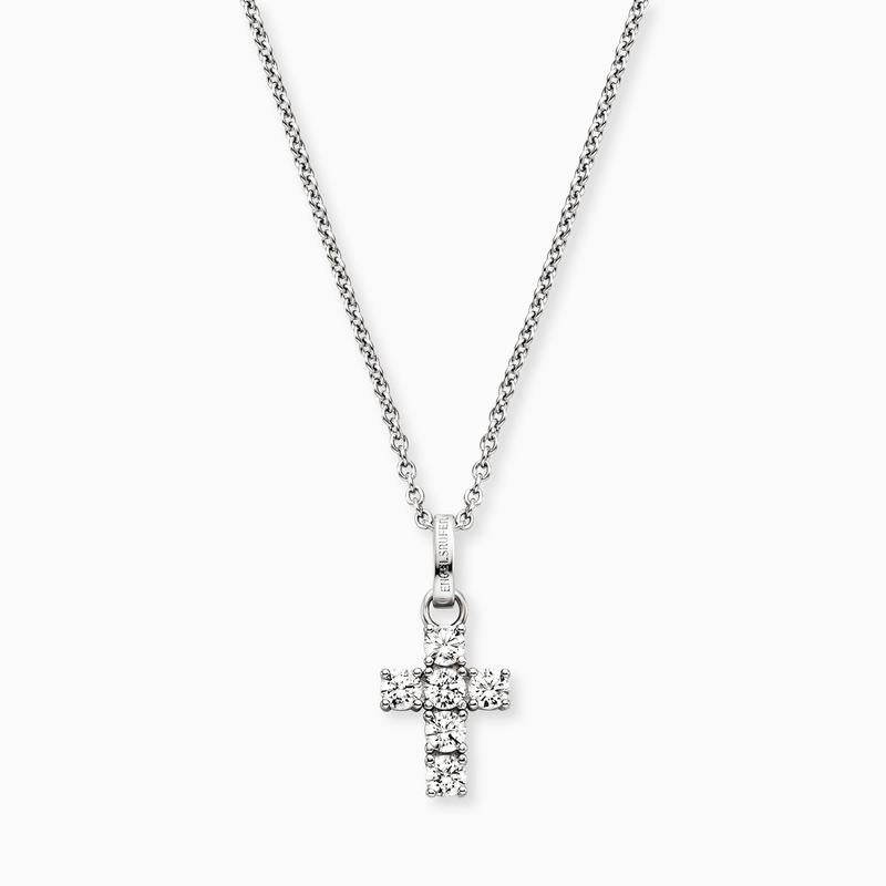 Engelsrufer 925 Silver Cross Necklace with Sparkling Zirconia